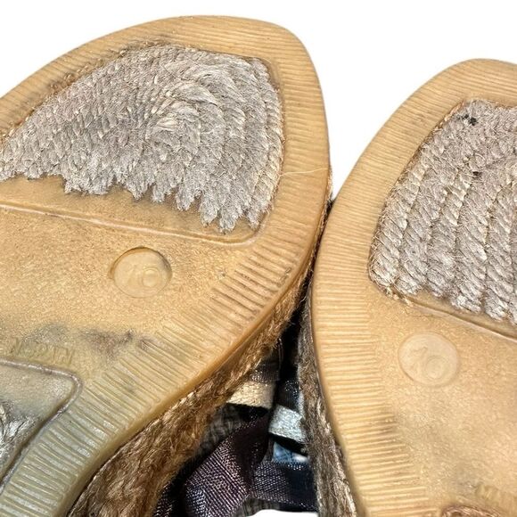 Andre Assous Linen Canvas with Ribbon Weave  Espadrille Wedges Size 10 - Picture 12 of 13